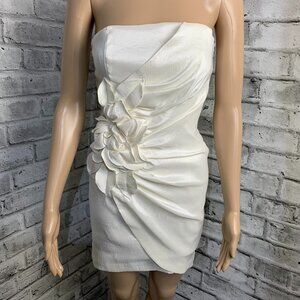 Vintage Jessica McClintock White Strapless Short 8 Bridal Party Cocktail Dress